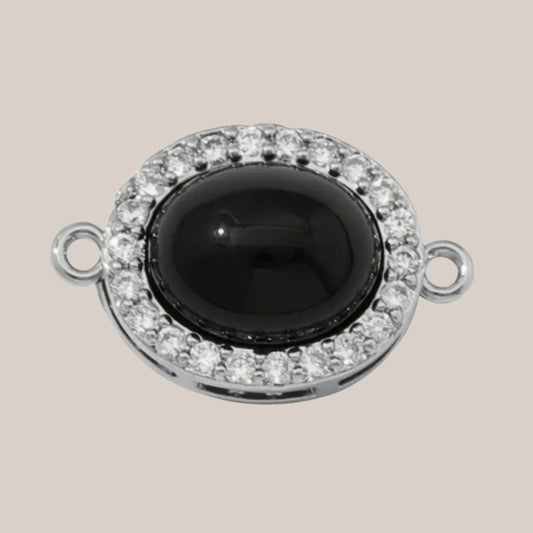 (s) Rhodium-Plated Obsidian
